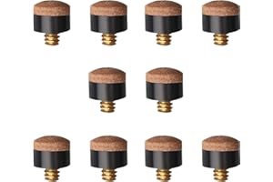 Gunwon 10 Pcs Screw on Tips 10 mm Replacement Cue Tips for Pool Cues and Snooker， Pool Cue Tips Hard Leather Screw-on Tips for Pool Cues and Snooker(Brown)