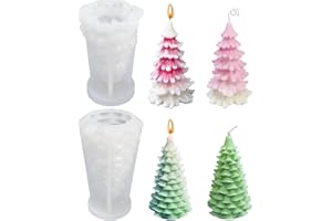 CHENKEE CHRNKEE 2Pcs Candle Moulds, Christmas Tree Silicone Moulds for Making 3D Candles Soap DIY Crafts Gifts