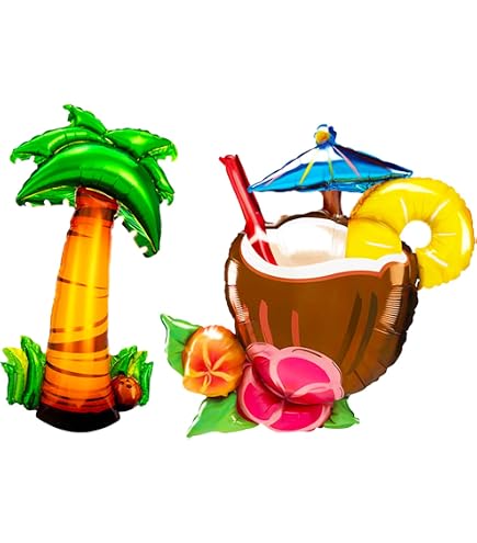 Aufblasbare Palmen & Flamingo Strandspielzeug-Set – 9 Teile Für Poolparty, Sommer Und Hawaii-Deko