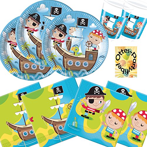 Pirat Treasure Hunt Partyset 36 Teile für 8 Kinder Teller Becher Servietten