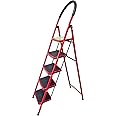 Showay Maple Folding Steps Ladder Domestic Light Stepladder Household Combination Multifunction Ladders Indoor Outdoor Home 5 Step, red, Ladders 5Step