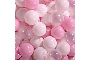 MEOWBABY 100 ∅ 7Cm Kinder Bälle Spielbälle Für Bällebad Baby Plastikbälle Kugeln zum Ball Pit Made Spielzeug für Kinderzimmer Made In EU Pastellrosa/Hellrosa/Transparent