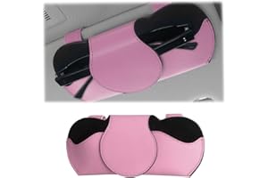 JNNJ Sunglasses Holder for Car Sun Visor, Auto Eyeglasses Organizer Box, Universal Automotive Glasses Holder with Magnetic Closure, Auto Visor Accessories, Apply to All Car Models(Pink)