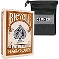 Gold Coloured Bicycle Playing Cards - Classic Rider Back Design- Includes Cipher Card Bag