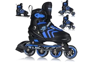 SPORTRIKE Inline Skates 4-in-1 Roller Skates Inline Skates Ice Skates Adjustable Children Adults ABEC7 Bearings Sizes 29-43