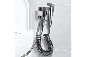 PILIPANE Toilet Bidet Spray Kit, Hand Bidet Spray Kit for Toilet with Complete Accessories, Wall or Toilet Holder, Bathroom Stainless Steel Spray Kit for Personal Hygiene