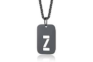 ChainsPro Men Dog Tag Necklace,Personalised Photo/Text Dog Tags for Men Boy Initial Letter Pendant with 22+2'' Chain,Silver/Gold/Black (Gift Wrapped)