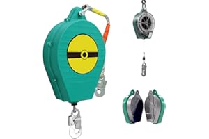 BOVDC Dispositivo Anticaidas Retráctil, Linea de Vida Retractil Homologado 150 KG, 3-20m Arnés de Seguridad Anticaídas Retráctil Trabajo en Tejados/Altura(Verde,10 metros)