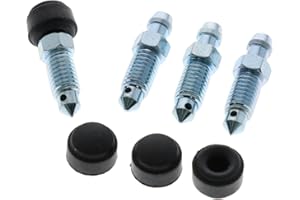 UK-MOTORS 4X Bremssattel Entlüfterschraube Entlüftungsventil M8x1.25x33 mm SW9 mit Kappen