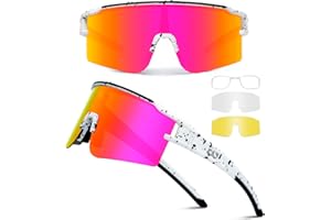 SPOSUNE Polarized Cycling Glasses with 3 Interchangeable Lenses for Women Men, TR90 Sports Sunglasses Running Baseball
