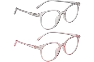 SLEEKEE Pack De 2 Lunettes Rondes Enfant Anti Lumière Bleue Design Simple Mode