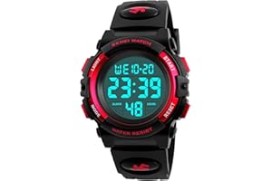 HMJIA Montre Enfant Garcon Fille pour 5-16 Ans, Montre Numérique Enfant étanche 5ATM avec Alarme/Date/Chronomètre/LED