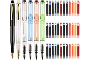 GOLDGE Set 6 Penne Stilografiche, 36 Cartucce d'Inchiostro Colorato Set Regalo, Set Calligrafia Perfetto per Principianti, Laurea Penna Calligrafica Scrittura Natale e il Compleanno