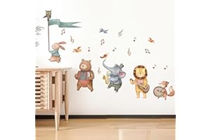 Zfseyuh Pegatinas de Pared Animales de la Jungla Vinilos de Pared Decorativos Banda de Animales Papel Pared Infantil para Niños Guardería Dormitorio Bebés Habitación