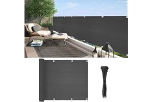 FOCEFEC Balcony Privacy Screen, 3*16.4 ft Fence Privacy Screen Mesh UV Protection Weather-Resistant for Balcony, Deck, Patio, Porch, Railing, Garden-Include Cable Ties (Grey)