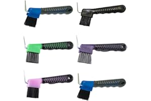 Nereds 6Pcs Horse Hoof Pick Brush with Deluxe Soft Grip Touch Rubber Handle Portable Hoofpick Horse Grooming Tools for Horse Hoof Care