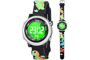 ANLOO Maluchy dziecięce cyfrowe zegarki dla dziewcząt i chłopców, 3D, urocza kreskówka, 7 kolorów świateł, wodoodporny, sportowy, elektroniczny zegarek na rękę ze stoperem alarmowym, dla dzieci w wieku 3-10