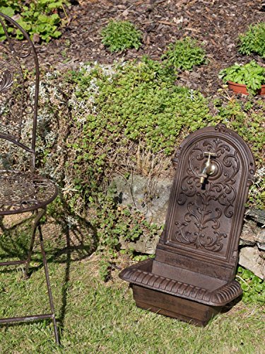 Brunnen 66cm Waschbecken Eisen Braun Wandbrunnen Garten antik Stil fountain - 4