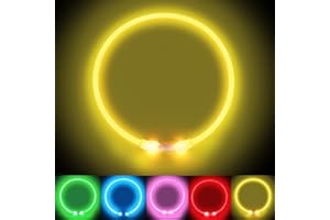 LMLMD LED Collare Luminoso per Cani Ricaricabile, Collare di Cane LED Impermeabile, Giallo
