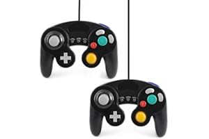 QUMOX 2X Contrôleur Classique Filaire Noir Joypad Gamepad pour GC & Wii (Fonction Lente Turbo)