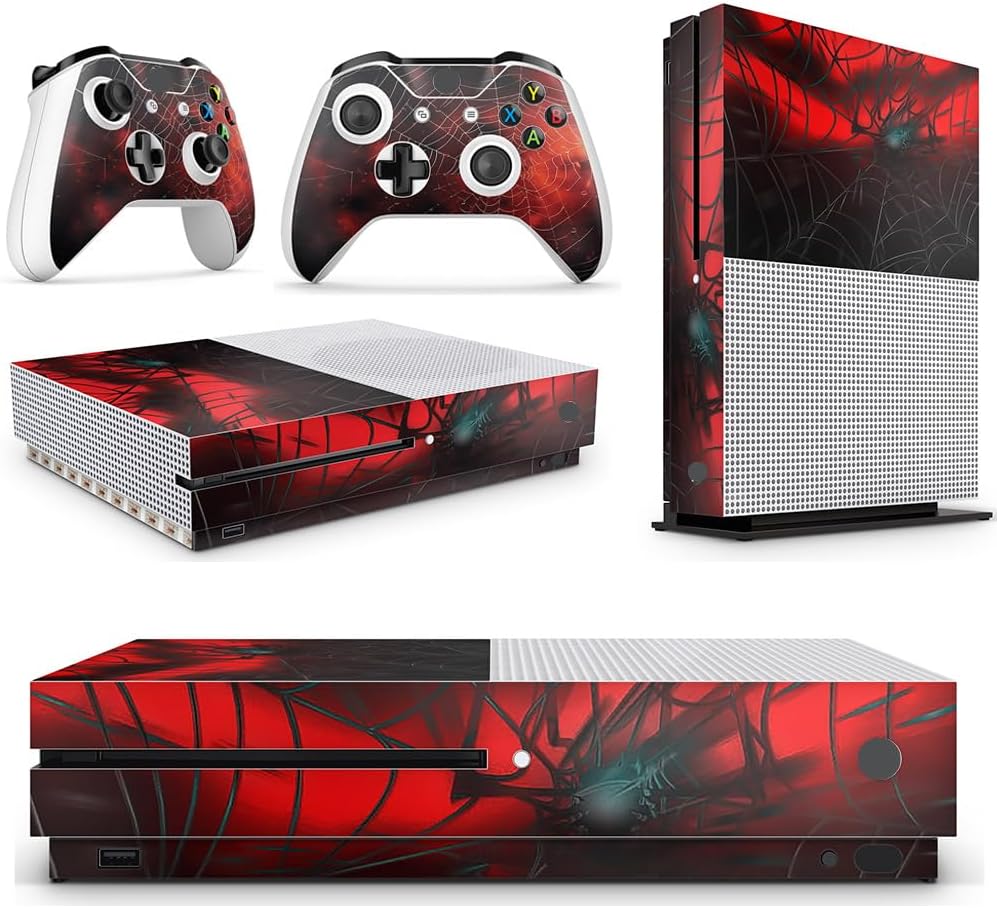 Adhesivo para consola Xbox One S Spider + 2 fundas para mando de Xbox One S y Kinect