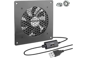 BRIEFCEC USB Lüfter 120mm Metallplatte Lüfter Kühler mit 3 Geschwindigkeit, Heimkino Ventilator USB 5V leise 2600RPM 32CFM Lüfter für Heimkino/AV Schrank/TV Schrank/Serverschrank (12025, Metallttyp, 1-Set)