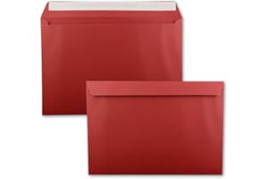 FARBENFROH BY GUSTAV NEUSER Lot de 10 grandes enveloppes - XXL - DIN C4 - Rouge foncé (rouge) – 22,9 x 32,4 cm – Fermeture adhésive sans fenêtre – Enveloppes d'expédition pour format A4