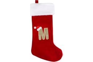 SULOLI Personalisierte Weihnachtsstrümpfe mit Buchstaben,43 cm Bestickter Nikolausstrumpf,Christmas Stockings Weihnachtssocken Zum Aufhängen für Weihnachtsbaum und Süßigkeiten (M)