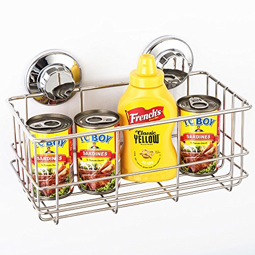IPEGTOP Edelstahl Rostfrei Extra Hoch Küchenspeicher Organisator Badezimmer Duschen Aufbewahrungskorb Saugnapf 26,5 x 14 cm x 11,5 cm - 8