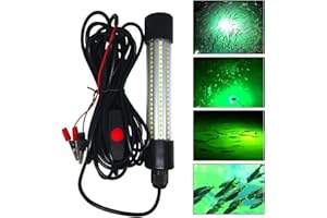 EXNEMEL Luce Sommergibile per la Pesca Notturna, 12V-24V 20W Luce Verde per la Pesca Subacquea IP68 Impermeabile Barche Subacquea Fish Finder Attirare la Lampada con Cavo 5M per la Pesca sul Ghiaccio