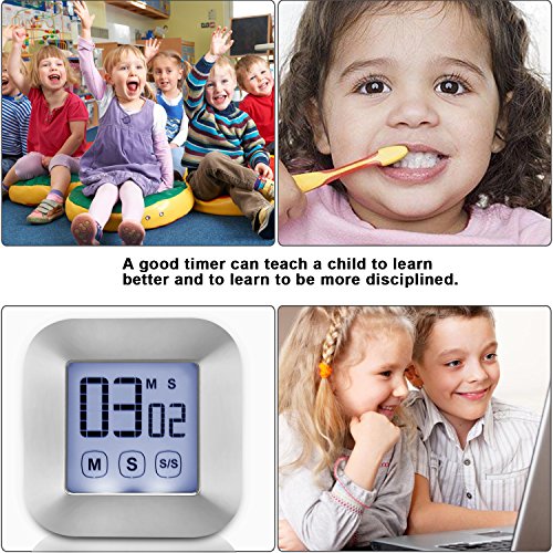 XREXS Touchscreen Digitaler Küchentimer Magnetisch Stoppuhr LCD Display Elektronische Timer Eieruhr mit Stand, lauter Wecker, Kochen Timer für Studium/Workout/Cook (Batterien Inklusive) - 6