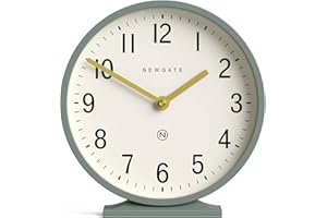NEWGATE® Q mantel clock | Modern classic round mantel clock | Asparagus green | Contemporary style for mantel, desk, table, shelf or bedside