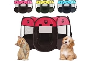 PIASHOW Parc pour Chiots - Pliable - pour Chiens - en Tissu Oxford - Étanche - Intérieur et Extérieur - 73 x 73 x 43 cm - pour Chats, Chiens, Lapins, Petits Animaux (Bourgogne + Noir)