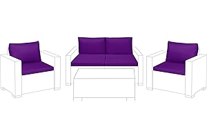 Gardenista Coussins de siège d'extérieur pour meubles en rotin Keter Allibert California | Coussin résistant à l'eau | Polyester doux et durable | Rembourrage léger | 8 pièces (violet)
