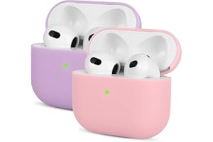 2X Kompatibel mit AirPods 3 Generation Hülle 2021, Mocarheri Ultra-dünnes, Silikon Stoßfeste Weiches Schutzhülle für AirPods 3, Voller Schutz für AirPods 3 Case Cover, Helles Lila/Rosa