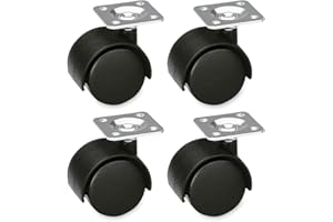 Amig - Lot de 4 Roulettes pour Meubles - 35 mm - Charge Maximale par Roue 25 kg - Platine en Acier - Fabriquées en Nylon - Sans Frein - Idéales pour Chaises de Bureau ou Tables Basses