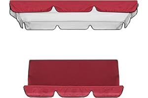 Rpporm Kissen für 3 Sitzer Hollywoodschaukel, inklusive passendem Dach, ideal für den Außenbereich Gartenschaukelsitzbezug Patio Schaukelstuhl Baldachin Deckbezug Wasserdicht Gartendeko
