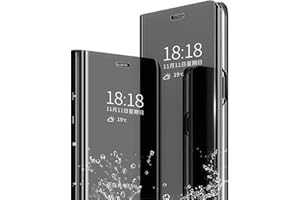 SEAHAI Funda para Xiaomi Redmi Note 11 Pro+ 5G (Note 11 Pro Plus) Estuche, Espejo Carcasa Ultra Slim Ligero Flip Libro Funda Clear Cover Mirror PC + PU Bumper Soporte Plegable Case - Negro