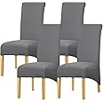 Leorate High Back Chair Covers Stretch Spandex Fabric XL size Chair Slipcover Seat Cover for Home Dining Room Kitchen Hotel Dark Grey 4 pieces