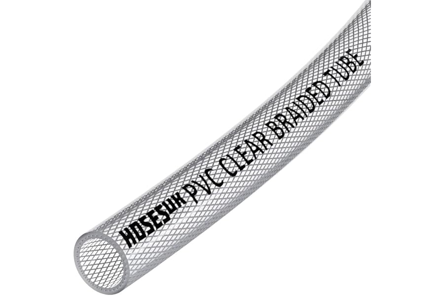 10mm (3/8") ID PVC Clear Reinforced Braided Air, Water, Oil, Gas, Food Flexible Plastic Hose Tube 3 Metre