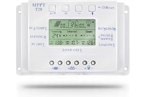 FUHUIHE Contrôleur de panneau solaire MPPT 20A Contrôleur solaire 12V 24V Fonction de minuterie double pour l'éclairage PV Système LED T 20 Régulateur solaire