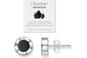 Obsidian & Perlmutt Ohrringe Silber 925 für Frauen, AAA-Natürliche Edelsteine Ohrstecker, Hypoallergen & Nickelfrei, Geschenk mit Box und Bedeutungskarte