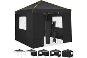 Alishebuy Tonnelle Pliante 3x3 Imperméable avec 4 Parois Barnum Pliant 3x3 Professionnel Protection UV Chapiteau Pliable Tente de Reception Tonnelle de Jardin,Terrasse,Exterieur(Noir)