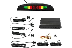 Anhoer 4Pcs Car Parking Sensors Rear Reversing Radars System Buzzer Alarm with 4 Sensors Distance Detection LCD Display Alert System Kit (Black)