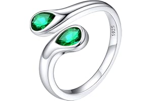 Silvora Bagues Femmes en Argent 925 Anneaux Ouvert Réglables avec Pierre de Naissance Douze Mois Type de Larme Alliance Bijoux Cadeau pour Soeur Maman Bague Fille avec Boîte Gratuit