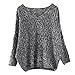 Produktbild Kingko® Damen Herbst und Winter Arbeiten lose mit Langen Ärmeln V-Ausschnitt-Pullover V-Ausschnitt Pulli tollen Jumper Shirt Dress Langarm Plus Size Strick Sweater Sweatshirt Tops (Dunkelgrau)