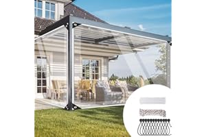 JIANYANA Bâche en PVC 420 g/m² Extra imperméable avec œillets renforcés pour Meubles Multi-usages Transparente e Impermeable, Con 20 amarras de Cable, 12 cuerdas negras y 10 m de cuerda de sujeción（1×3m）