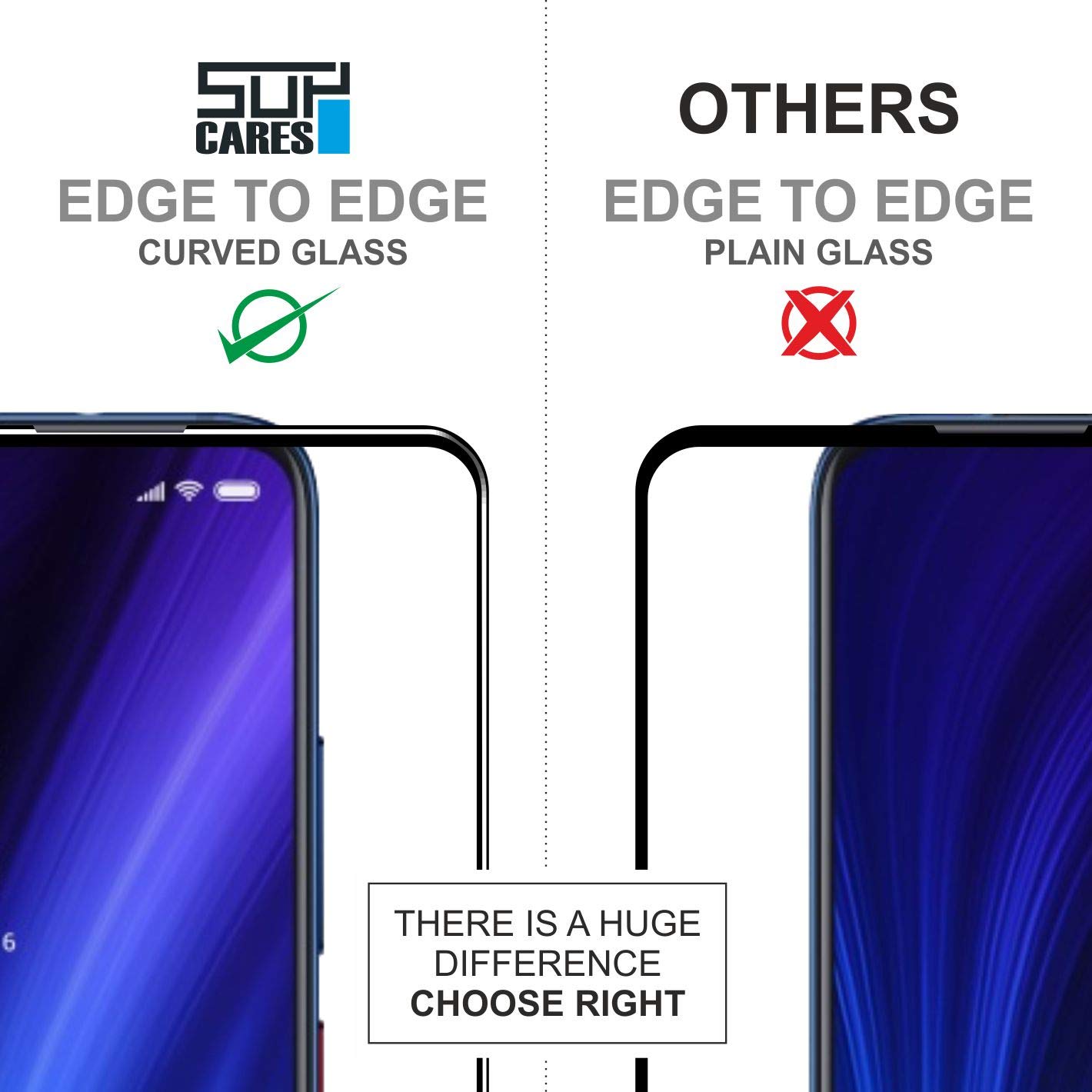 SupCares Edge To Edge Tempered Glass For Samsung Galaxy F41 / M21 / M31 / M30S / M30 / A30 / A50 / A50S With Easy Self Installation Kit | Black for Smartphone - Image 7