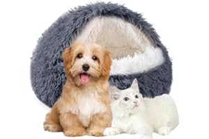 SHJOEE Cama de Perro CóModo Y CáLida Mullida Cama de Gato en Forma de Concha Cama de Mascota Calentita Sofá de Mascota Antideslizante Cesta de Felpa Cesta de Gato Cojín Suave de Perro