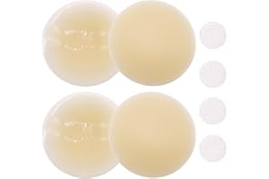 lumcov 2 Paires Cache-tétons adhésifs réutilisables en Silicone Doux,Réutilisable Cache-tétons,Cache Teton Femme,Cache-tétons Auto-adhésif Invisible en Silicone Nipple Cover[8cm,Couleur-2]